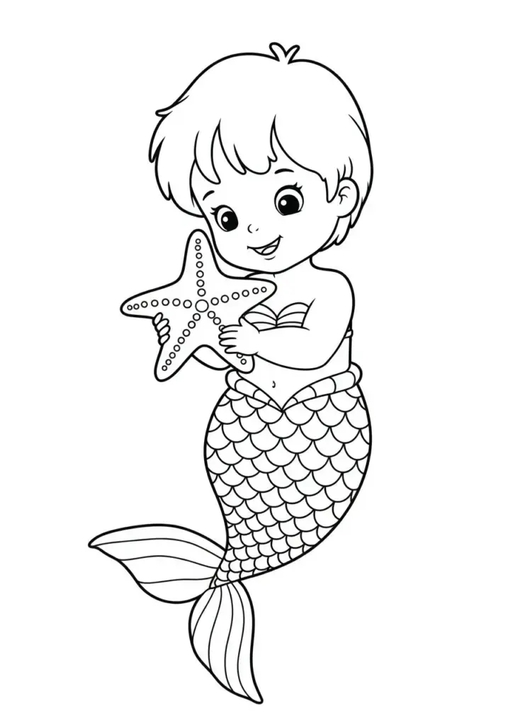 Baby mermaid holding a starfish 4