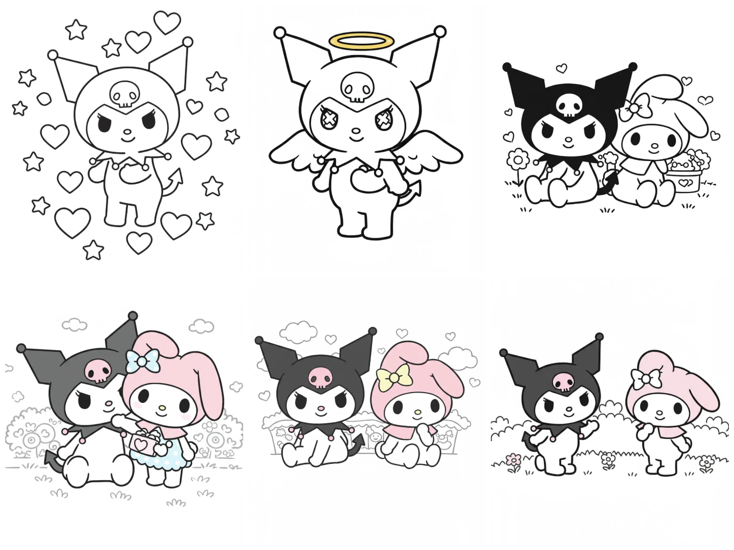 kuromi colouring pages