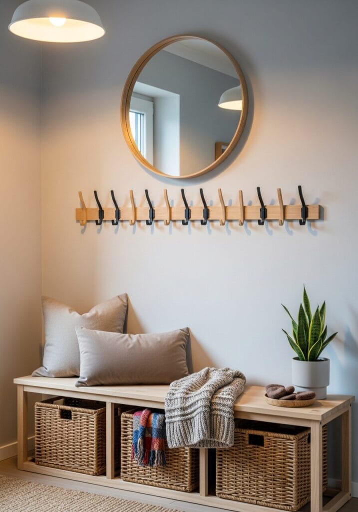 Entryway Wall Hooks + Bench Combo