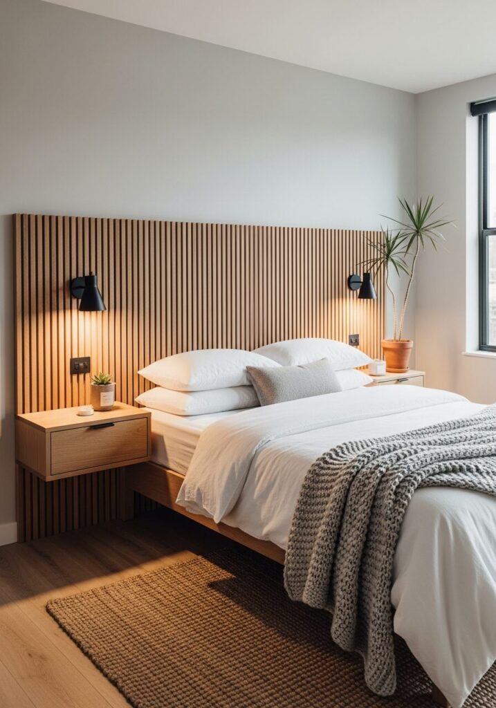 Slatted Wood Headboard 1